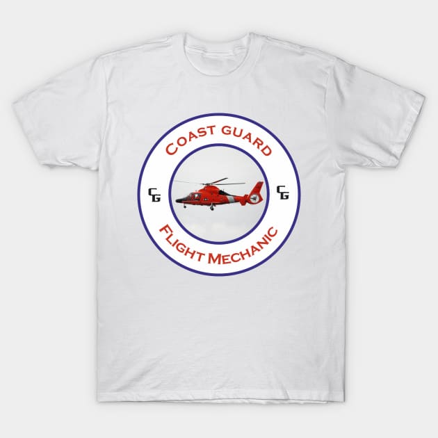 Flight mechanic -  US Coast Guard Search and Rescue Helicopter - Dolphin T-Shirt by AJ techDesigns